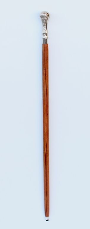 Brown Wooden Walking Stick Silver Knob Handle